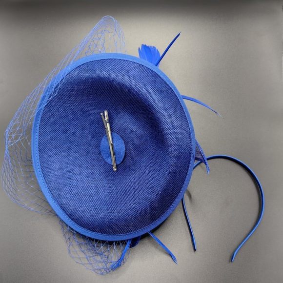 Sinamay Women Feather Fascinator Hat With Veil, Cocktail Tea Party Banquet🐬 - Picture 5 of 7